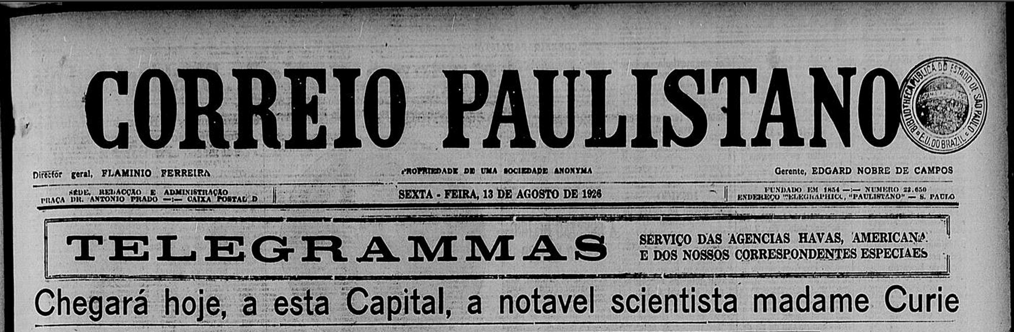 Correio Paulistano (SP) - 1920 a 1929 - Águas de Lindóia SP